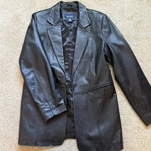 Vintage Denim & Co black leather jacket